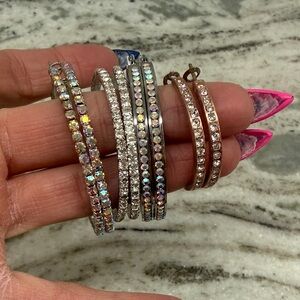 Lot of rhinestone hoop earrings